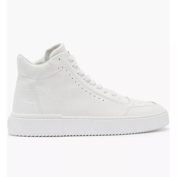 NEW no tags Stuart Weitzman Ryan High Tops - White Crocodile Embossed Detail 7.5 - Picture 5 of 6
